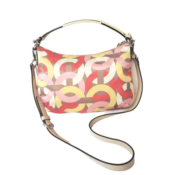 Coach Kristin Op Art Multicolor Satin Leather Shoulder Crossbody Bag - Picture 2 of 12